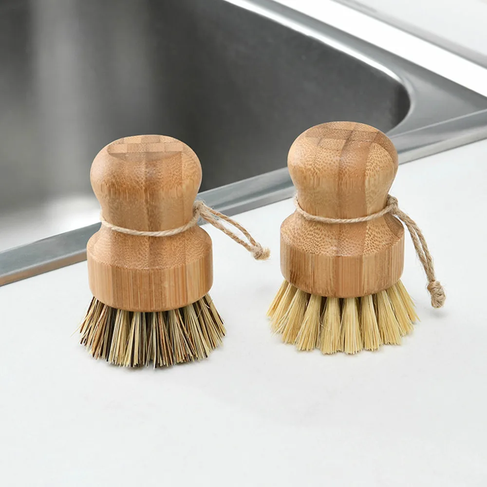 

Bamboo Dishwashing Brush Dish Scrub Brushes Kitchen Cleaning Scrubber for Washing Cast Iron Pan/Pot Natural Sisal Bristles Brush