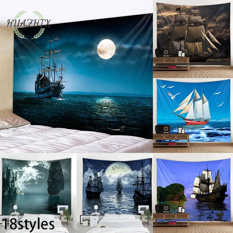 Nautical Tapestry Pirate Ship Sailing Printing Wall Decor Tapestries Polyester Fabric Aesthetic Home Room Hanging Decoration 
Nautical Tapestry Pirate Ship Sailing Printing Wall Decor Tapestries Polyester Fabric Aesthetic Home Room Hanging Decoration