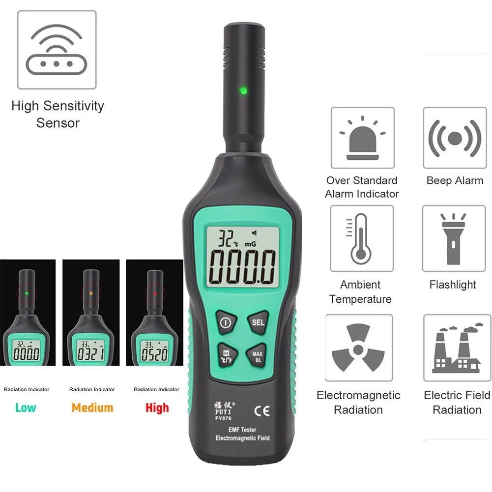Electromagnetic Field Tester Digital Sensor Reader LCD Display Light Alarm EMF Meter Household Radiation Detector
Electromagnetic Field Tester Digital Sensor Reader LCD Display Light Alarm EMF Meter Household Radiation Detector