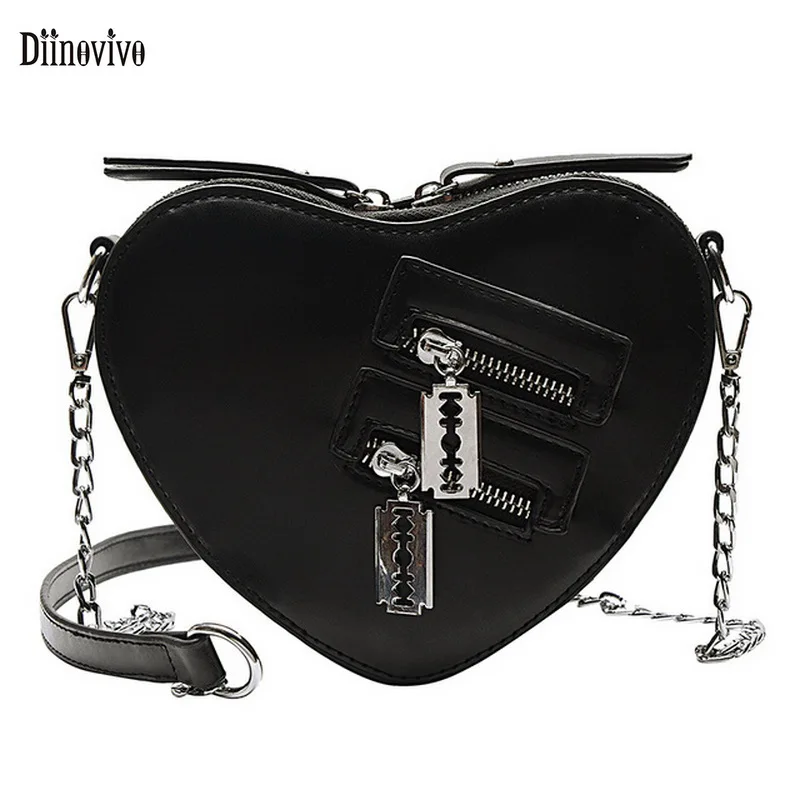 Diinovivo Fashion Crossbody Bag For Women Heart Blade Zipper Chain Shoulder Bag Purse High Quality Girl PU Leather Bags WHDV2101 
Diinovivo Fashion Crossbody Bag For Women Heart Blade Zipper Chain Shoulder Bag Purse High Quality Girl PU Leather Bags WHDV2101