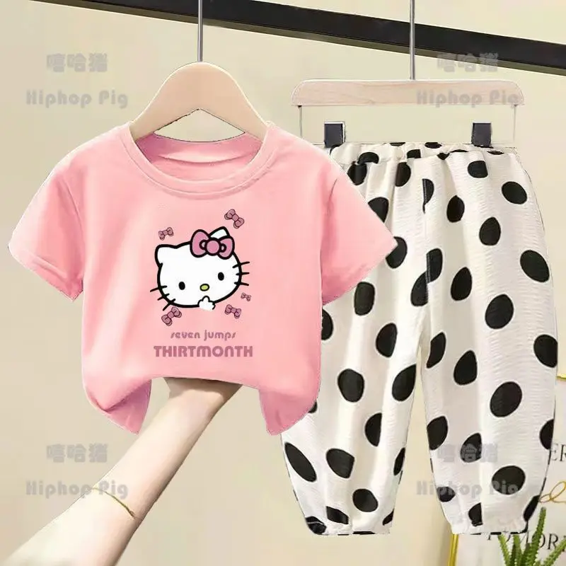 Новинка 2023, милая летняя футболка Sanrio для девочек с изображением персонажей мультфильмов Hellokittyed, из двух предметов, Повседневная Домашняя одежда из аниме
Новинка 2023, милая летняя футболка Sanrio для девочек с изображением персонажей мультфильмов Hellokittyed, из двух предметов, Повседневная Домашняя одежда из аниме