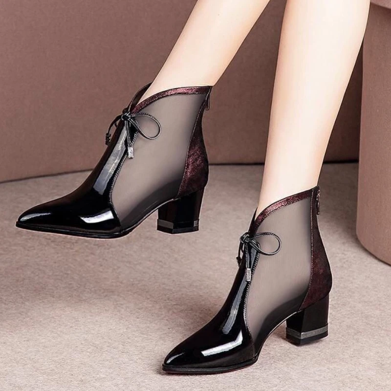 Summer High Heels Pointed Toe Bow Lace Up Ankle Boots Mesh Stitching Shoes For Women 2022 Fashion Sandals Zapatillas Mujer
Summer High Heels Pointed Toe Bow Lace Up Ankle Boots Mesh Stitching Shoes For Women 2022 Fashion Sandals Zapatillas Mujer
