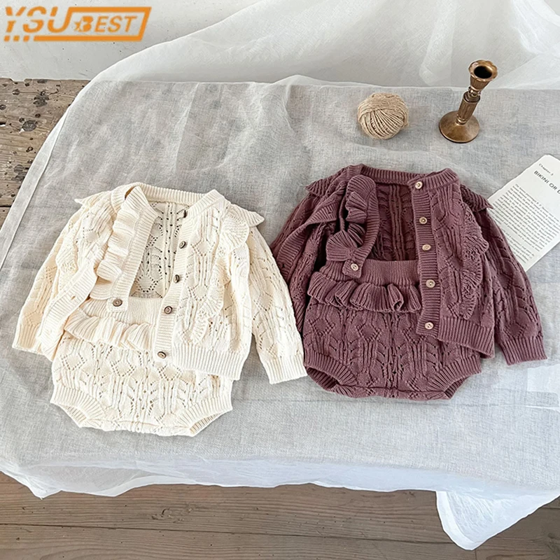 Knitted Baby Girls Hollow out Suit Girls Spring Autumn Cardigan Romper Jumpsuit Solid Color Baby Girls Knitting Clothing
Knitted Baby Girls Hollow out Suit Girls Spring Autumn Cardigan Romper Jumpsuit Solid Color Baby Girls Knitting Clothing