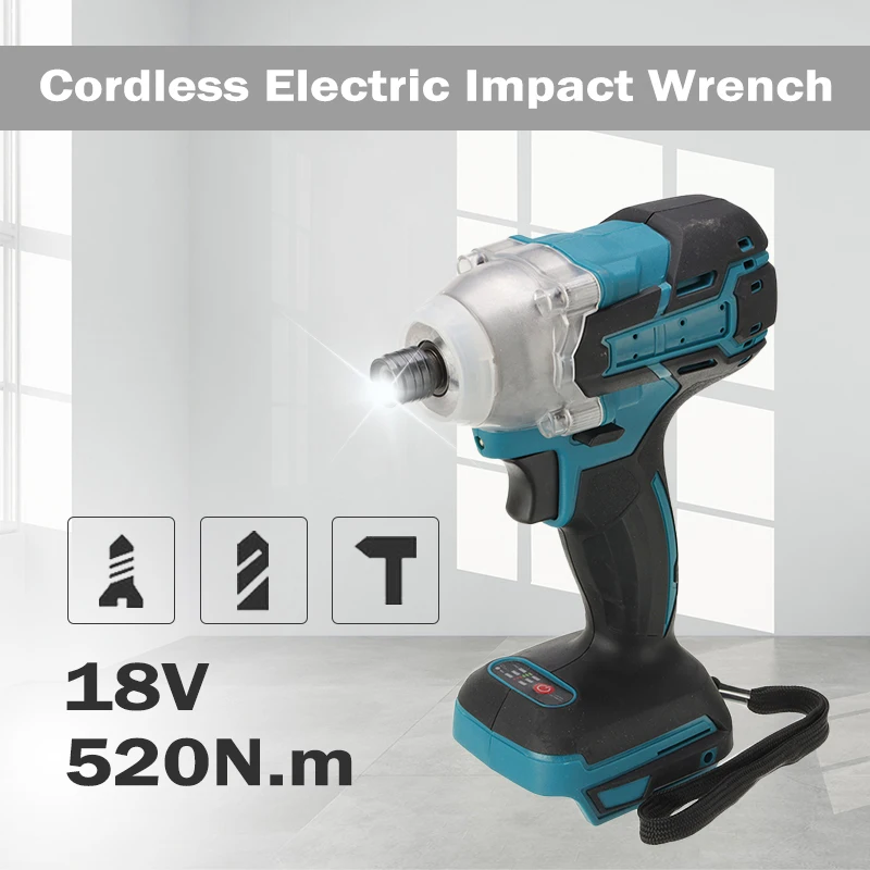 18V 520N.m Cordless Electric Screwdriver Speed Brushless Impact Wrench Rechargable Drill Driver + LED Light For Makita Battery
18V 520N.m Cordless Electric Screwdriver Speed Brushless Impact Wrench Rechargable Drill Driver + LED Light For Makita Battery