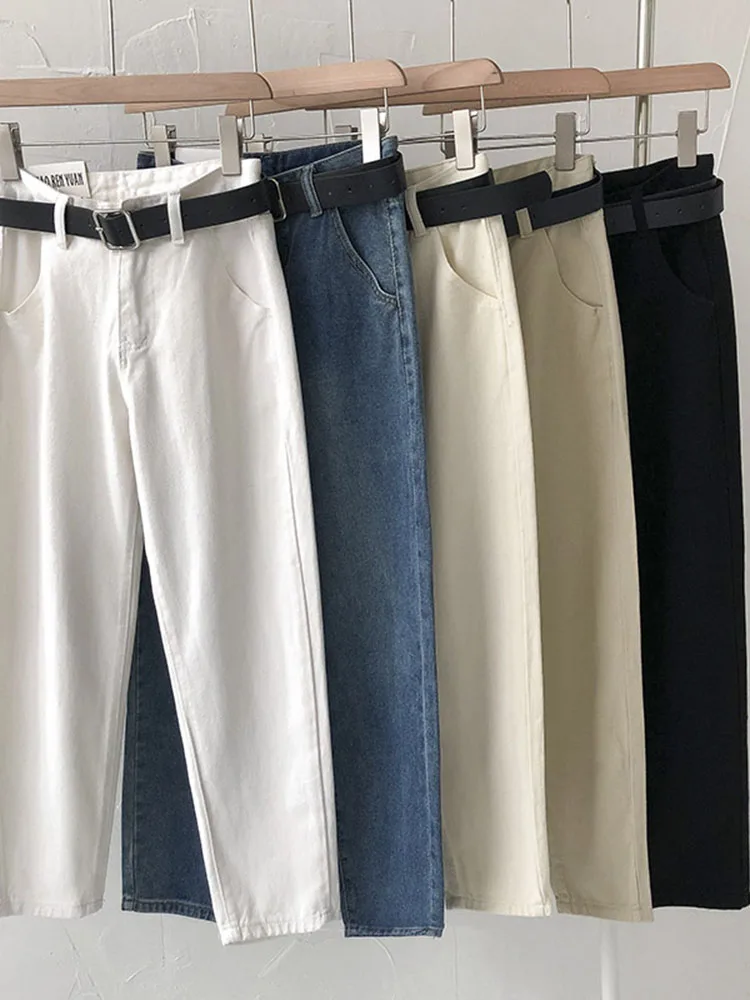 Women's New High Waist Streetwear Jeans Retro Chic Female Korean Fashion Loose Straight Wide Leg Pants With Belt Solid Denim
Women's New High Waist Streetwear Jeans Retro Chic Female Korean Fashion Loose Straight Wide Leg Pants With Belt Solid Denim