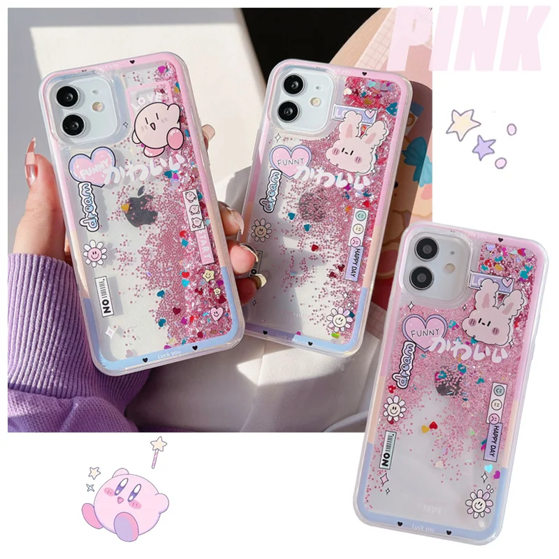 PINK Kawaii Cartoon Liquid Quicksand Phone Case Stars Kirby Anime Macaron Color IPhone Case Pink Quicksand Sequins Girly Style
PINK Kawaii Cartoon Liquid Quicksand Phone Case Stars Kirby Anime Macaron Color IPhone Case Pink Quicksand Sequins Girly Style