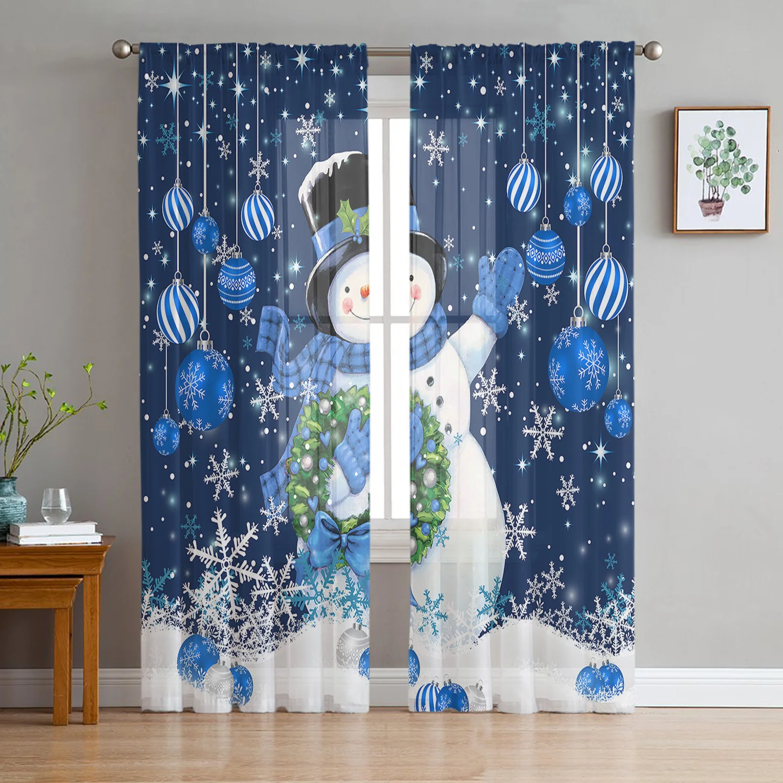 Christmas Winter Blue Snowman Chiffon Sheer Curtains For Living Room Bedroom Kitchen Decoration Window
Christmas Winter Blue Snowman Chiffon Sheer Curtains For Living Room Bedroom Kitchen Decoration Window