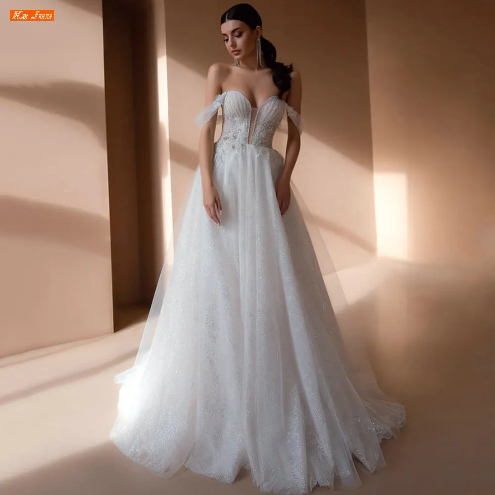 Graceful Off Shoulder Beaded Wedding Dress Vestidos De Noiva Sequins A Line Backless Court Train Sexy Bridal Gown Robe De Mariée
Graceful Off Shoulder Beaded Wedding Dress Vestidos De Noiva Sequins A Line Backless Court Train Sexy Bridal Gown Robe De Mariée