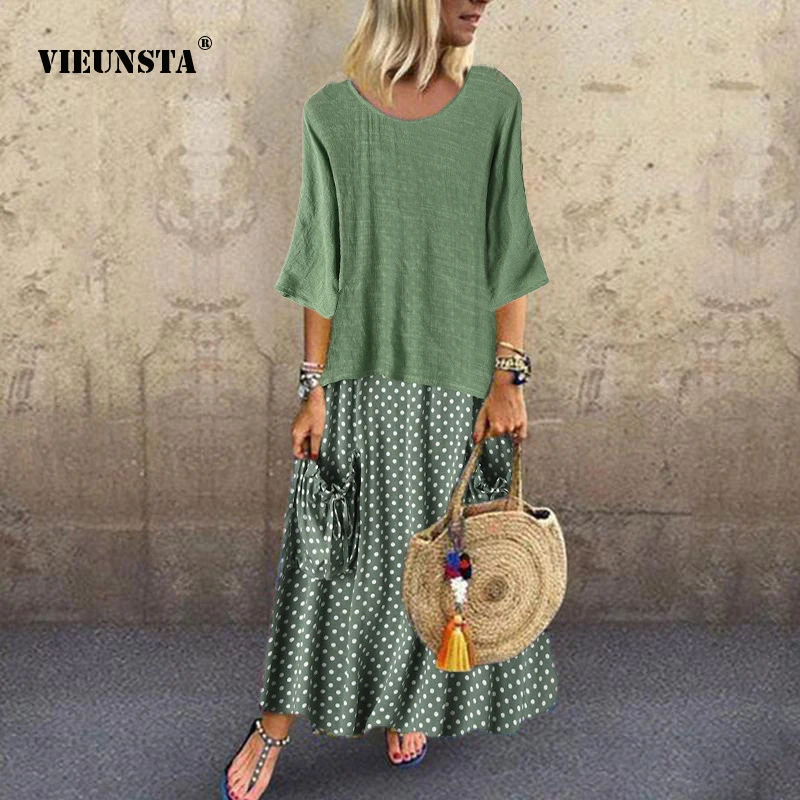 2022 Spring/Summer Women's Fake Two Piece Elegant Women's Round Neck Polka Dot Print Solid Color Short Sleeve Top Dress Vestido
2022 Spring/Summer Women's Fake Two Piece Elegant Women's Round Neck Polka Dot Print Solid Color Short Sleeve Top Dress Vestido