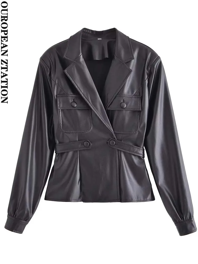 PAILETE Women 2022 fashion with belt faux leather blazer coat vintage long sleeve flap pockets female outerwear chic top
PAILETE Women 2022 fashion with belt faux leather blazer coat vintage long sleeve flap pockets female outerwear chic top