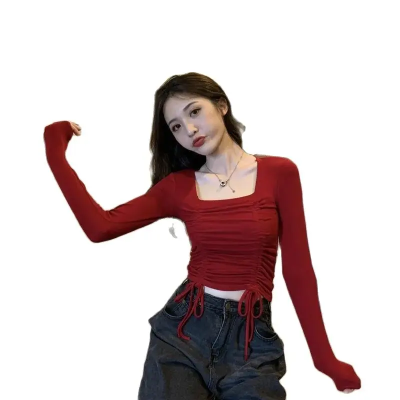 Autumn Winter Women Slim Thin Drawstring Short Bottom Top 2023 Female Temperament Celebrity Sexy Long Sleeve T-shirt Pullover
Autumn Winter Women Slim Thin Drawstring Short Bottom Top 2023 Female Temperament Celebrity Sexy Long Sleeve T-shirt Pullover