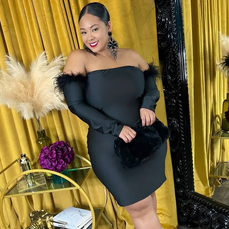 XL 5XL Big Size Clothes For Women One Word Collar Sexy Bodysuit Dress Black And White Cocktail Nightclub Long Sleeve Dress 2023
XL 5XL Big Size Clothes For Women One Word Collar Sexy Bodysuit Dress Black And White Cocktail Nightclub Long Sleeve Dress 2023