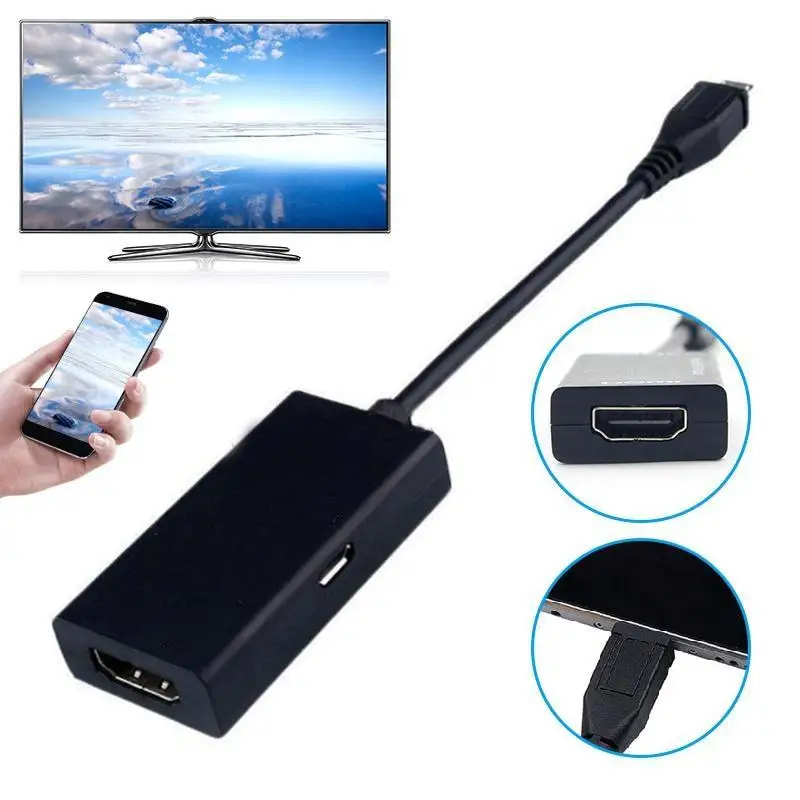 5-pin micro-USB male Micro USB To HDMI-compatible HD Cable Converter Adapter for PC laptop TV TV-Box and VGA output devices
5-pin micro-USB male Micro USB To HDMI-compatible HD Cable Converter Adapter for PC laptop TV TV-Box and VGA output devices