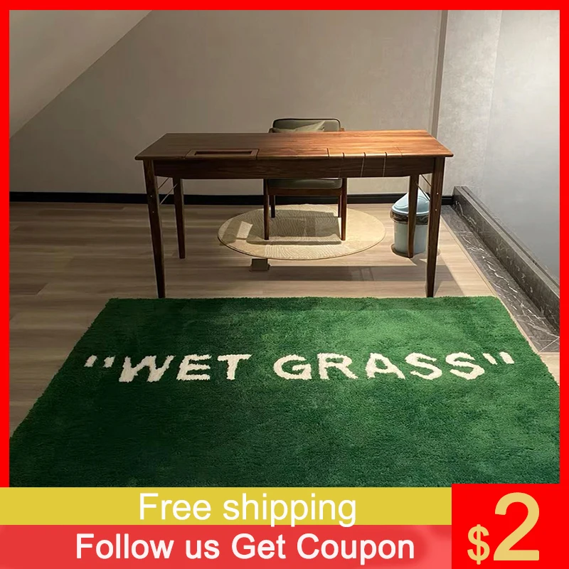 

Green Carpet WET GRASS Rug for Living Room Plush Floor Furnishings Carpet on The Bedside Bay Window Sofa Mat Bedroom Home Decor