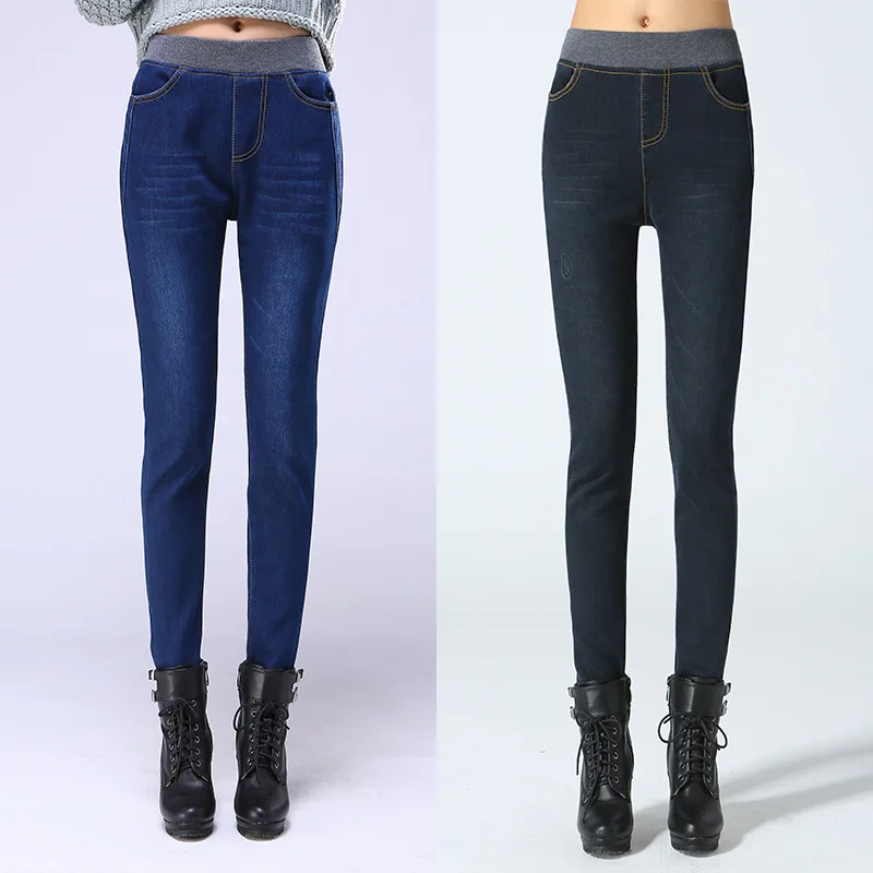 Winter blue skinny thick denim pencil pants women Casual solid colors elastic high waist warm jeans cowboy butt lifting legging
Winter blue skinny thick denim pencil pants women Casual solid colors elastic high waist warm jeans cowboy butt lifting legging