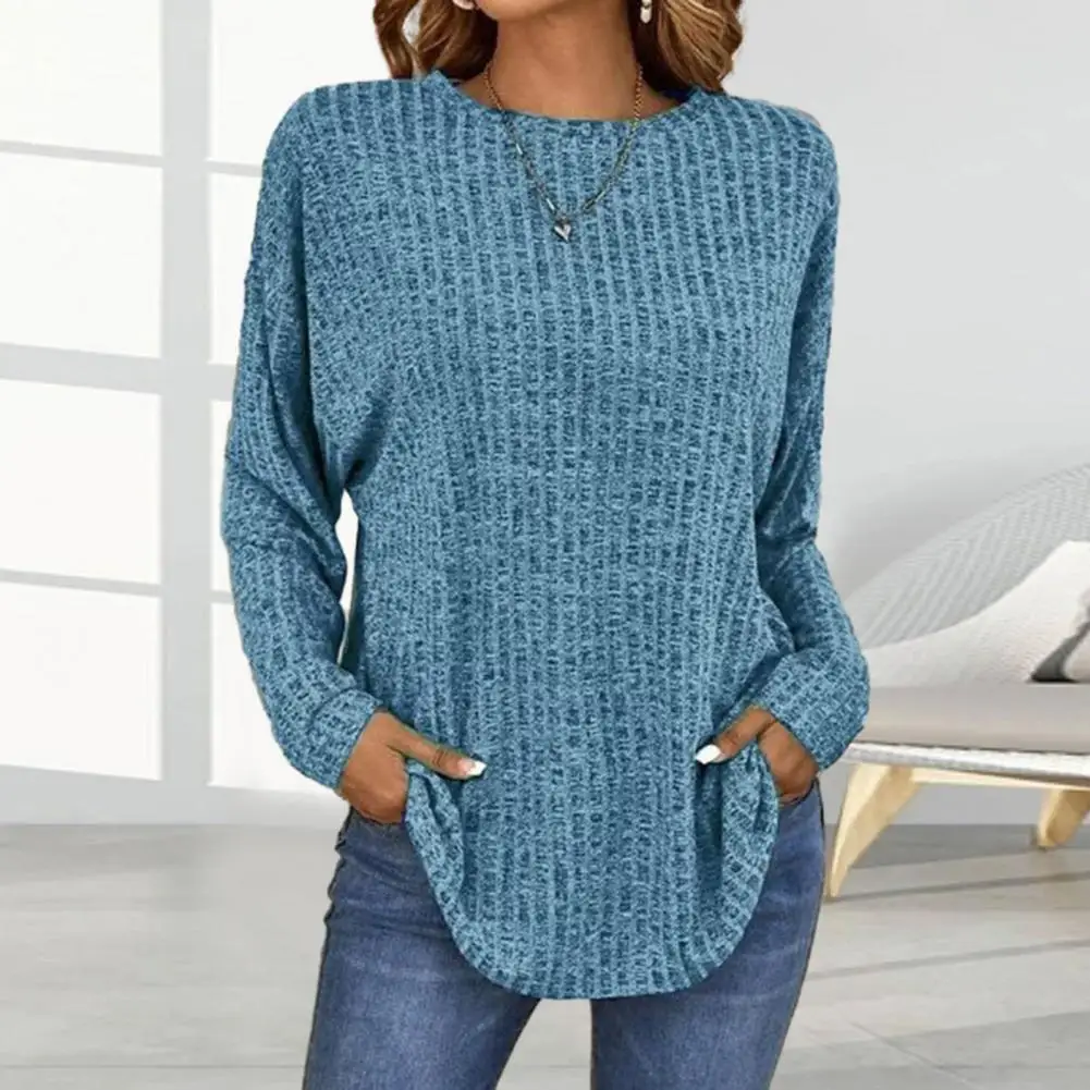 Mid Length Lady Top Versatile Women's Knitted Crew Neck T-shirt Stylish Spring-fall Solid Color Loose Fit Elastic Sleeves for A
Mid Length Lady Top Versatile Women's Knitted Crew Neck T-shirt Stylish Spring-fall Solid Color Loose Fit Elastic Sleeves for A