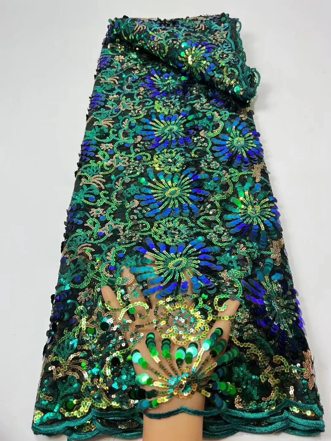 

Нигерийская вышитая кружевная ткань с блестками, сетка для шитья, Африканское французское Тюлевое кружево 2023, модное традиционное платье для одежды QF0325