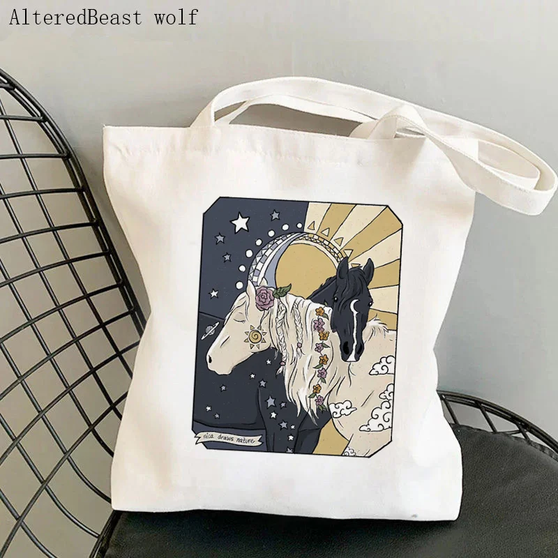 Women Shopper bag The Sun and Moon horse Kawaii Bag Harajuku Shopping Canvas Shopper Bag girl handbag Tote Shoulder Lady Bag
Women Shopper bag The Sun and Moon horse Kawaii Bag Harajuku Shopping Canvas Shopper Bag girl handbag Tote Shoulder Lady Bag