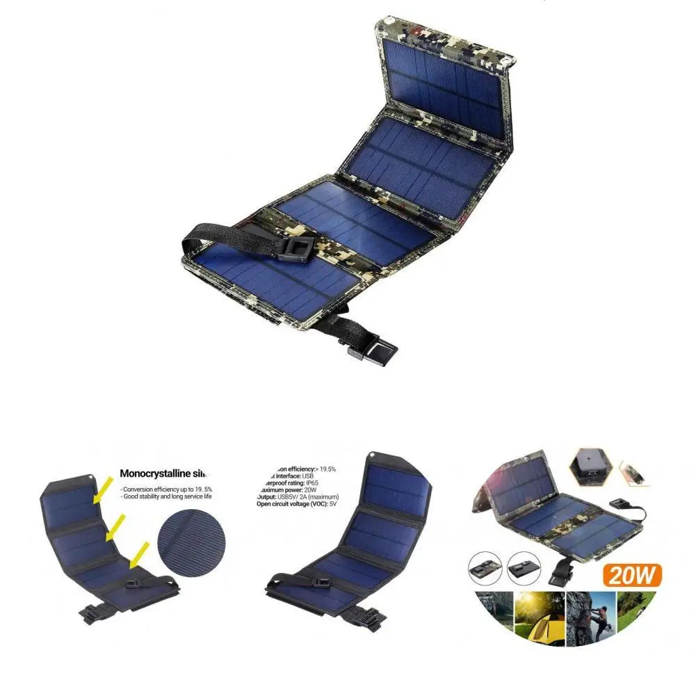 Stable Output Portable 20W USB Folding Solar Charging Panel for Smart Phone 
Stable Output Portable 20W USB Folding Solar Charging Panel for Smart Phone