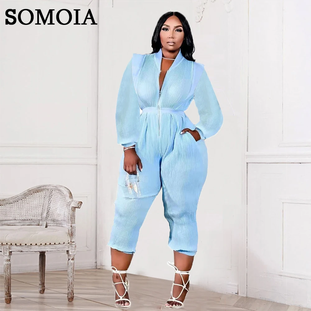 Plus Size Women Clothing Temperament Zipper Casual Jumpsuits Flying Sleeve Crimping Ruched Streetwear Rompers Wholesale Items
Plus Size Women Clothing Temperament Zipper Casual Jumpsuits Flying Sleeve Crimping Ruched Streetwear Rompers Wholesale Items