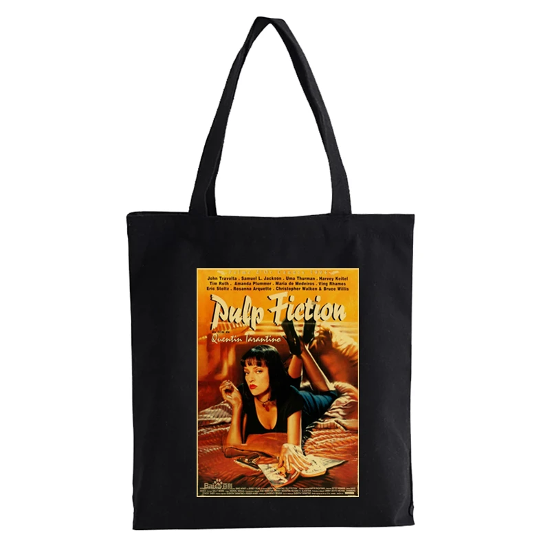 

I Said God Damn Pulp Fiction Vintage Shopper bag Teenager Students High Capacity Beach Bag Cartoon Tote Eco Reusable canvas bag