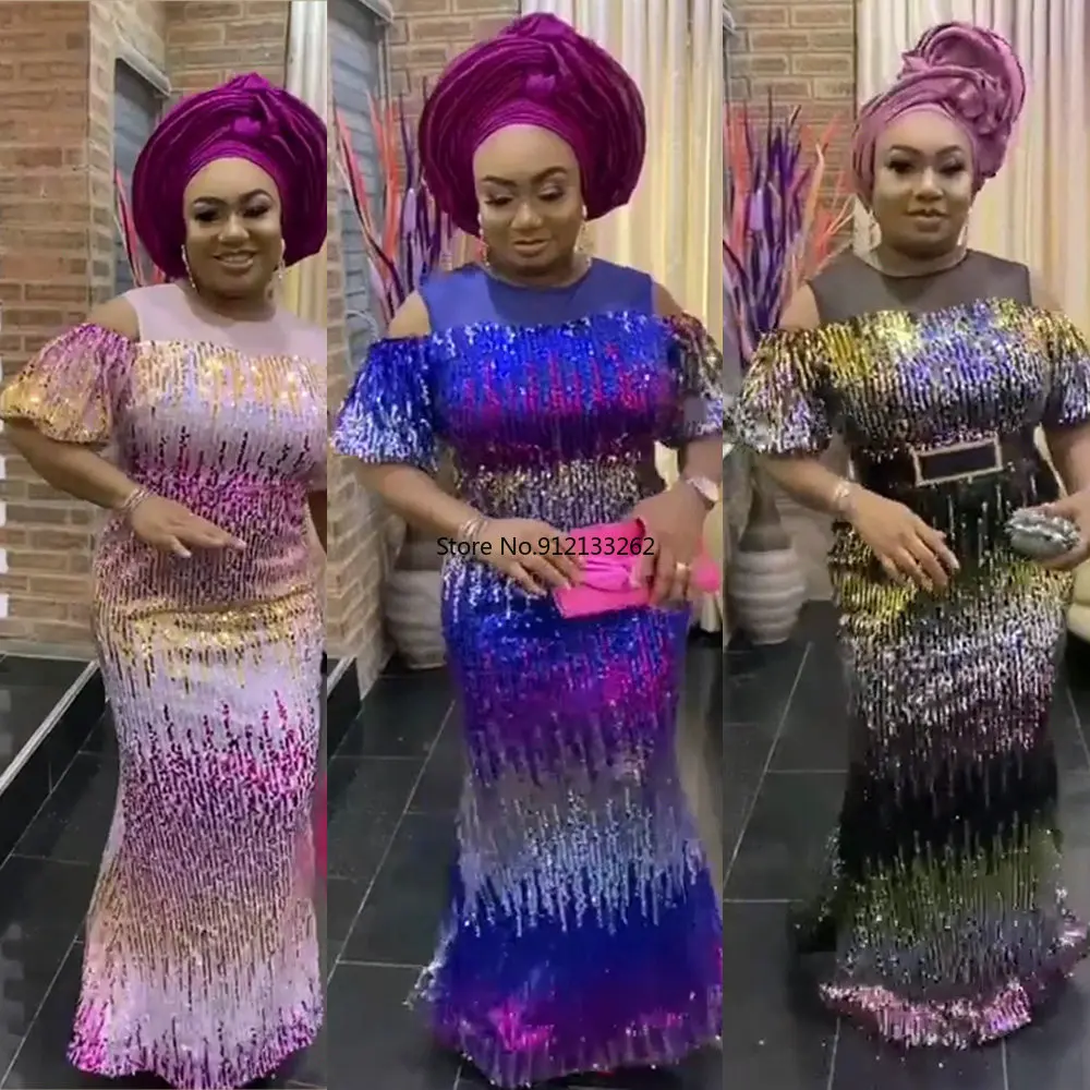 ins African mom dress fashion elastic color-changing sequin cloth stitching mesh line collar fishtail skirt
ins African mom dress fashion elastic color-changing sequin cloth stitching mesh line collar fishtail skirt