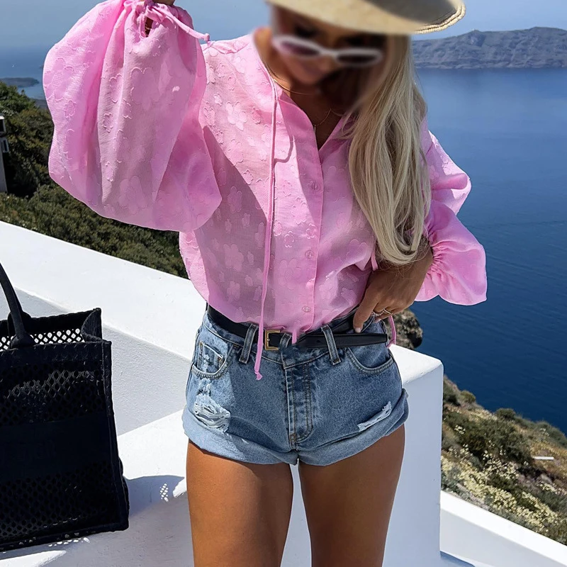 Elegant Solid V Neck Button Shirt New Autumn Spring Casual Lace-up Jacquard Tops Fashion Lantern Long Sleeve Loose Office Blouse
Elegant Solid V Neck Button Shirt New Autumn Spring Casual Lace-up Jacquard Tops Fashion Lantern Long Sleeve Loose Office Blouse