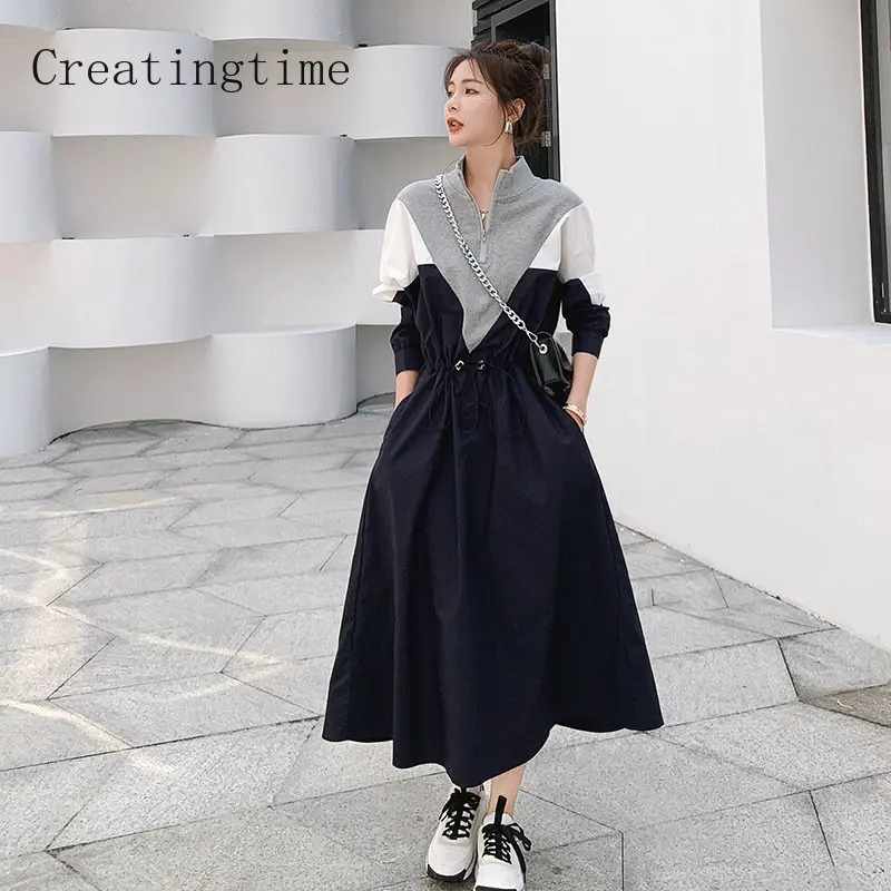 Korean Casual Stitching Sweatshirt Dress Women's 2023 Spring Long Sleeve Fashion Contrast Color Drawstring Dresses Female 1A190
Korean Casual Stitching Sweatshirt Dress Women's 2023 Spring Long Sleeve Fashion Contrast Color Drawstring Dresses Female 1A190