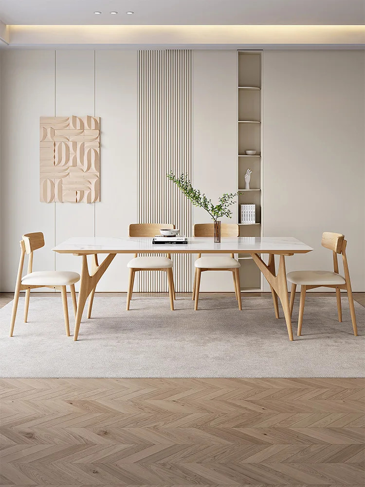 Solid wood rock plate dining table modern dining table and chair combination Nordic ash wood rectangular dining table
Solid wood rock plate dining table modern dining table and chair combination Nordic ash wood rectangular dining table