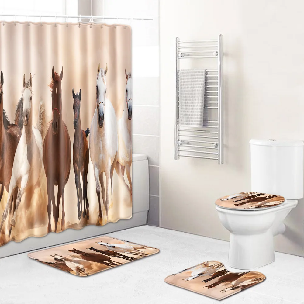 Running Horses Print Shower Curtain Set Modern Animals Bathroom Partition 4 Piece Toilet Lid Cover Bath Mat Carpet Home Decor
Running Horses Print Shower Curtain Set Modern Animals Bathroom Partition 4 Piece Toilet Lid Cover Bath Mat Carpet Home Decor
