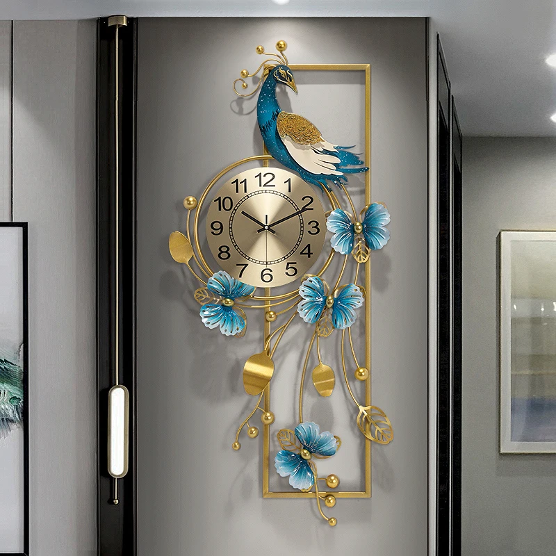 large metal wall clock minimalist Peacock unique aesthetic simple silent clock mechanism modern horloge murale home decoration 
large metal wall clock minimalist Peacock unique aesthetic simple silent clock mechanism modern horloge murale home decoration