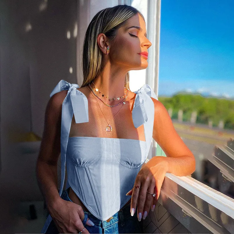 Fashion Tie Up Sexy Club Slash Neck Sleeveless Slim Solid Backless Bodycon Female Camisole 2021 New Summer Crop Tops Women Camis
Fashion Tie Up Sexy Club Slash Neck Sleeveless Slim Solid Backless Bodycon Female Camisole 2021 New Summer Crop Tops Women Camis