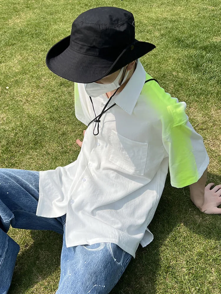 SYUHGFA 2022 Summer Lapel Short Sleeve Patchwork Stripe Shirt For Men Single Pocket Loose Korea Streetwear Shirts Men Clothing 
SYUHGFA 2022 Summer Lapel Short Sleeve Patchwork Stripe Shirt For Men Single Pocket Loose Korea Streetwear Shirts Men Clothing