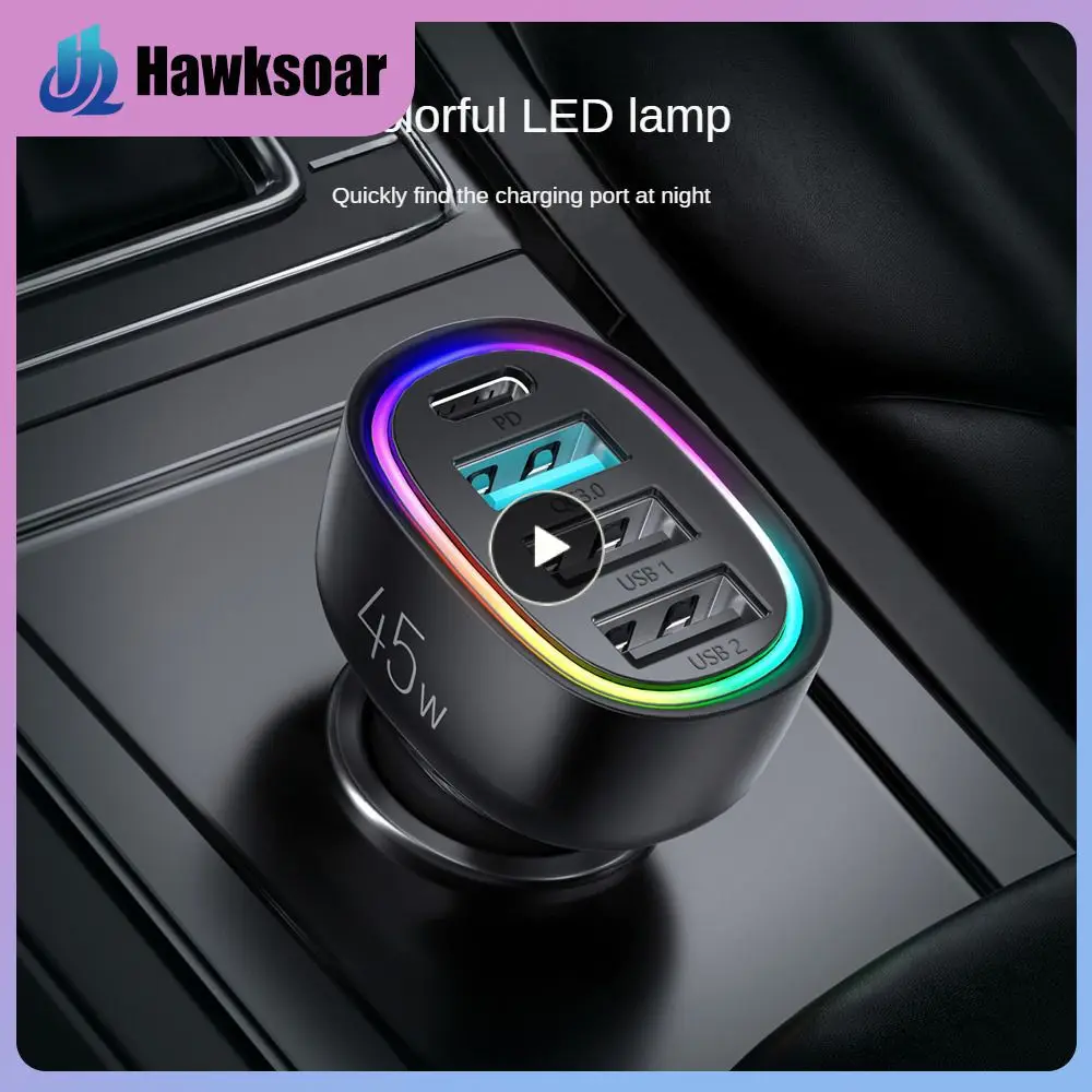 45w Portable Usb Car Charger Colorful Led Lights Mobile Phone Fast Charging Multifunctional Car Charger Car Supplies Black
45w Portable Usb Car Charger Colorful Led Lights Mobile Phone Fast Charging Multifunctional Car Charger Car Supplies Black