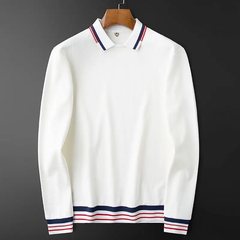 

Elegant Shirts for Men Luxury Designer Clothing 2023 Brand High Quality White Waffle Golf Wear Men's Long Sleeve Polo Clothes