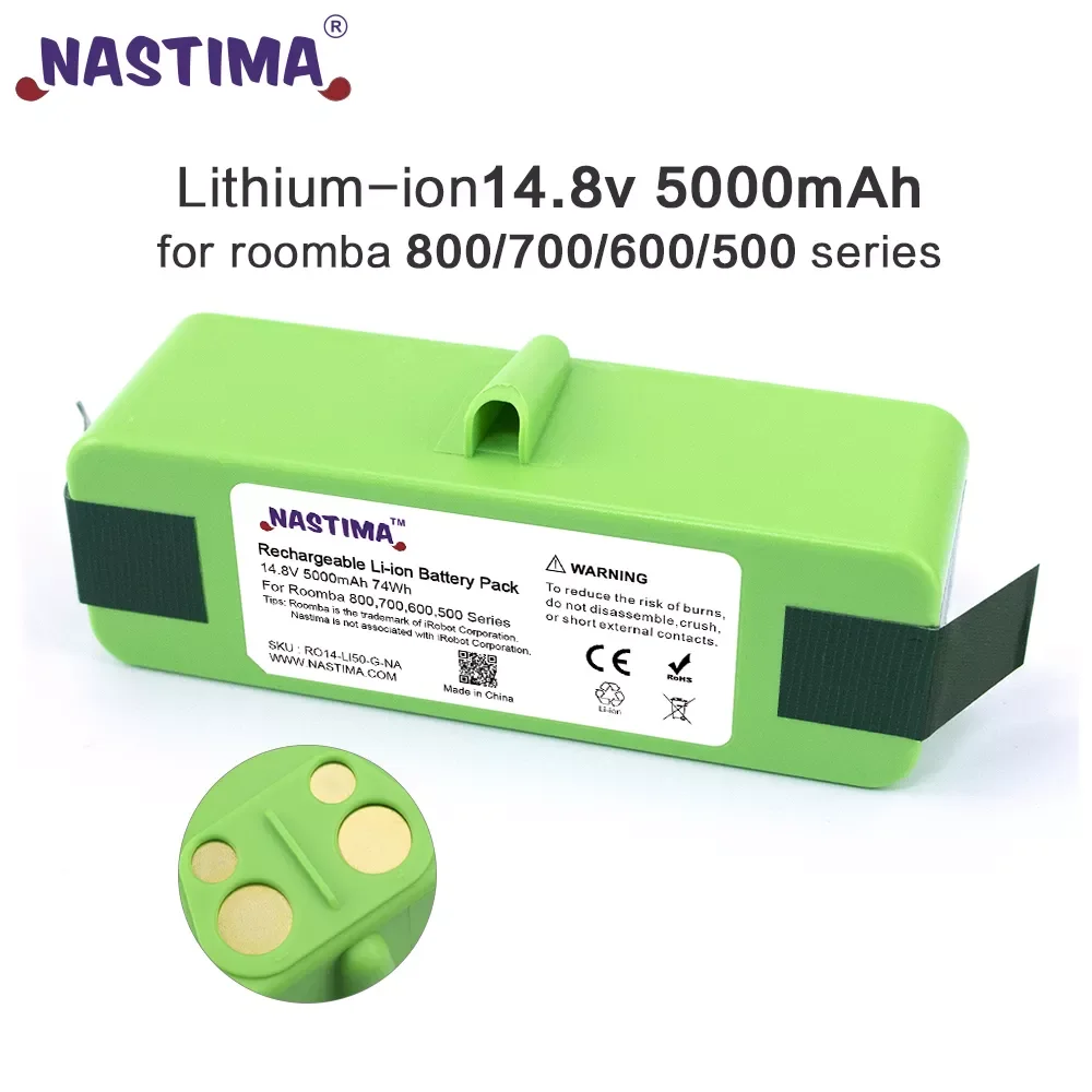Литий-ионный аккумулятор NASTIMA для iRobot Roomba 14,8, 5000, 800, 700, 600, 895, 891, 890, 880, 870, 860, 675
Литий-ионный аккумулятор NASTIMA для iRobot Roomba 14,8, 5000, 800, 700, 600, 895, 891, 890, 880, 870, 860, 675