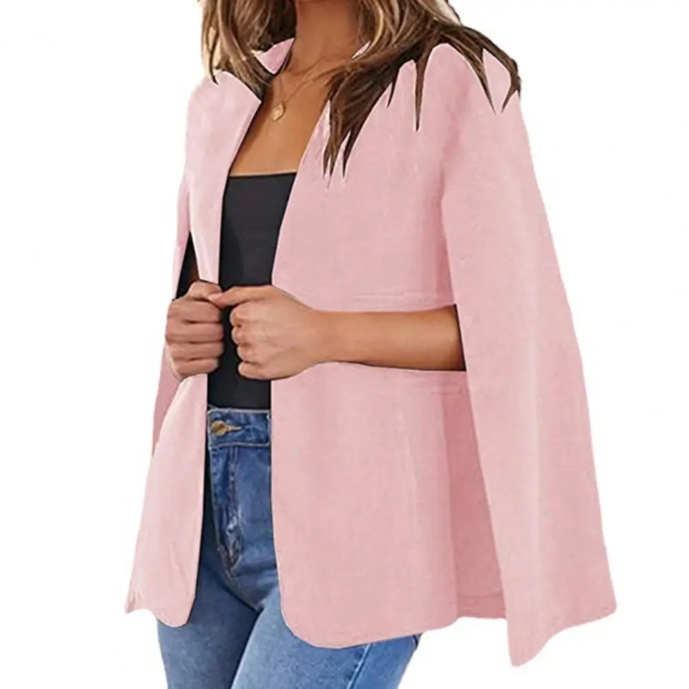 

Loose Fit Stylish Women's Cloak Suit Coat Collarless Split Sleeve Design for Office Lady Casual Loose for Spring/autumn