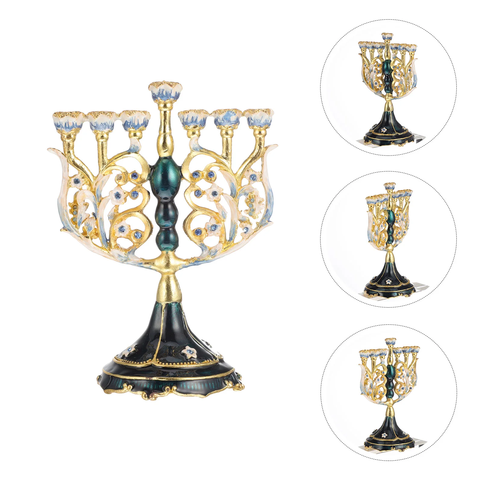 Metal Holder Dinner Menorah Stand Desktop Decor Israel Candelabra Embellished Iron Candlestick Pillar
Metal Holder Dinner Menorah Stand Desktop Decor Israel Candelabra Embellished Iron Candlestick Pillar