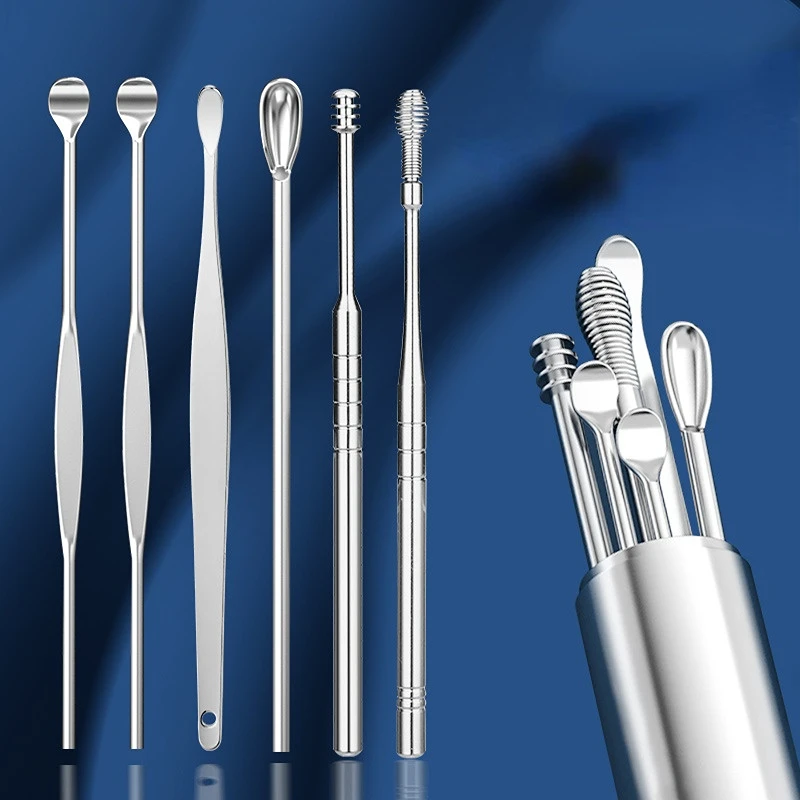 6/7 piece set of stainless steel earwax collector spiral turn ear pick ear pick to clean the ear portable ear cleaning tool
6/7 piece set of stainless steel earwax collector spiral turn ear pick ear pick to clean the ear portable ear cleaning tool