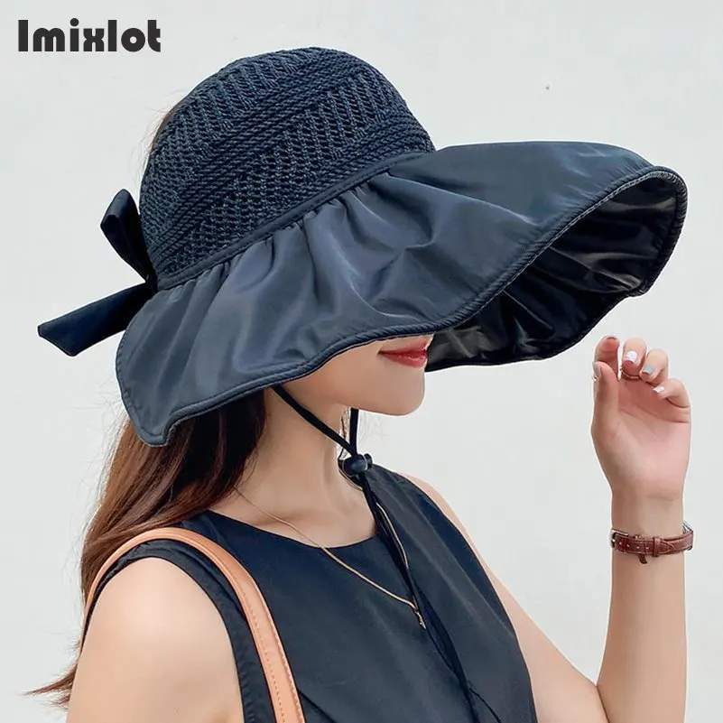 Women Summer Visors Hat Foldable Cap Wide Large Brim Beach Sun Hats Chapeau Empty Top Breathable Beach UV Protection Caps 
Women Summer Visors Hat Foldable Cap Wide Large Brim Beach Sun Hats Chapeau Empty Top Breathable Beach UV Protection Caps
