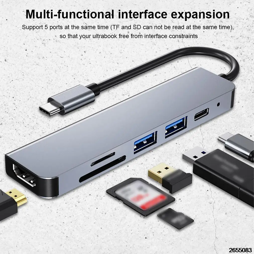 6-in-1 Splitter HDMI-compatible TF Card Adapter USB3.0 Hub Portable Meeting Docking Station for Computer Displayer
6-in-1 Splitter HDMI-compatible TF Card Adapter USB3.0 Hub Portable Meeting Docking Station for Computer Displayer