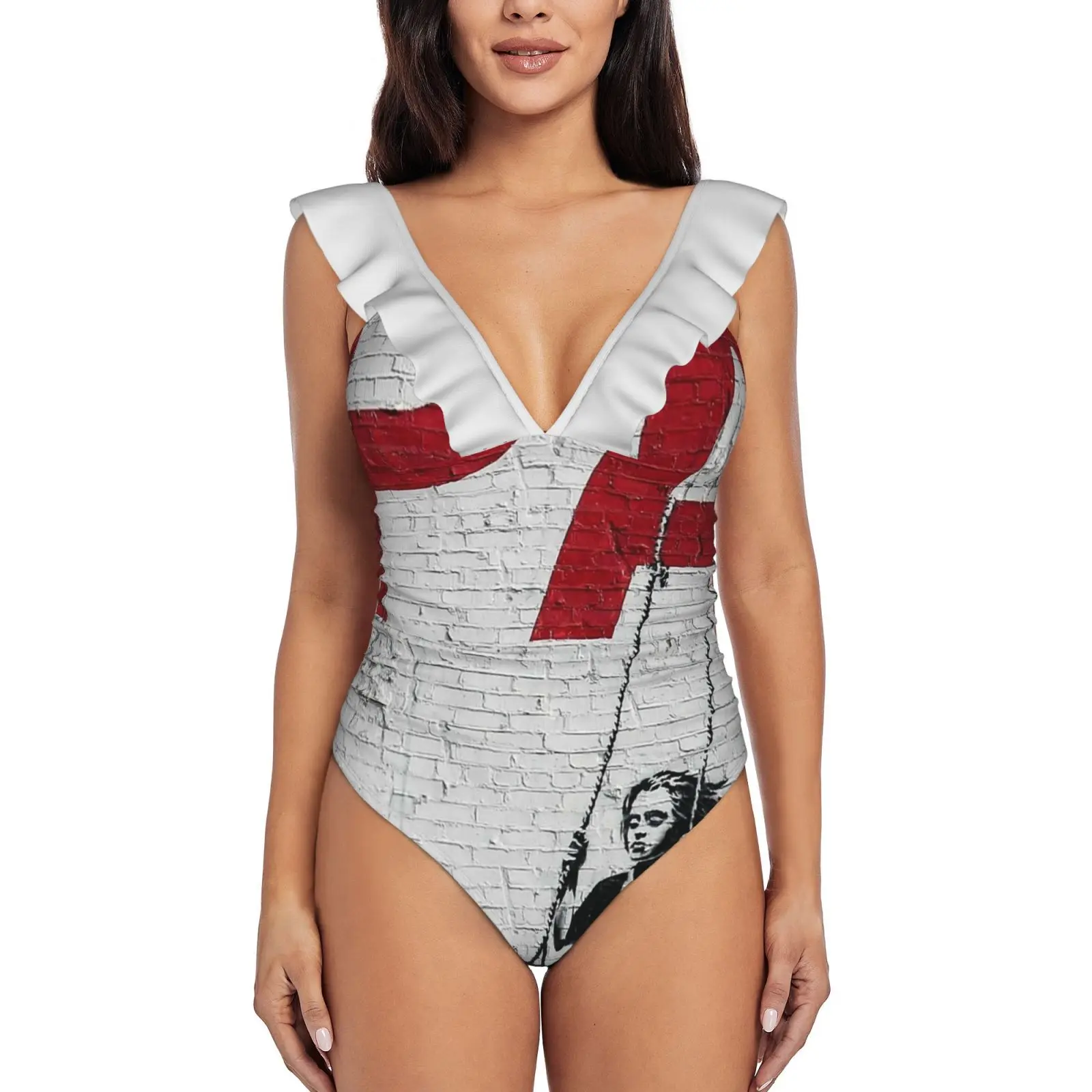 Слитный купальник для девочек Banksy, женские купальные костюмы с оборками, новые пляжные купальники для девочек, граффити бански
Слитный купальник для девочек Banksy, женские купальные костюмы с оборками, новые пляжные купальники для девочек, граффити бански