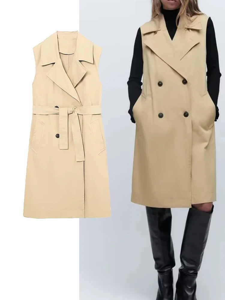 TRAF 2022 Fashion Woman Blazer Lace-up Trench Coat Double-Breasted Vintage sleeveless Lapel Autumn Winter Casual Vest
TRAF 2022 Fashion Woman Blazer Lace-up Trench Coat Double-Breasted Vintage sleeveless Lapel Autumn Winter Casual Vest
