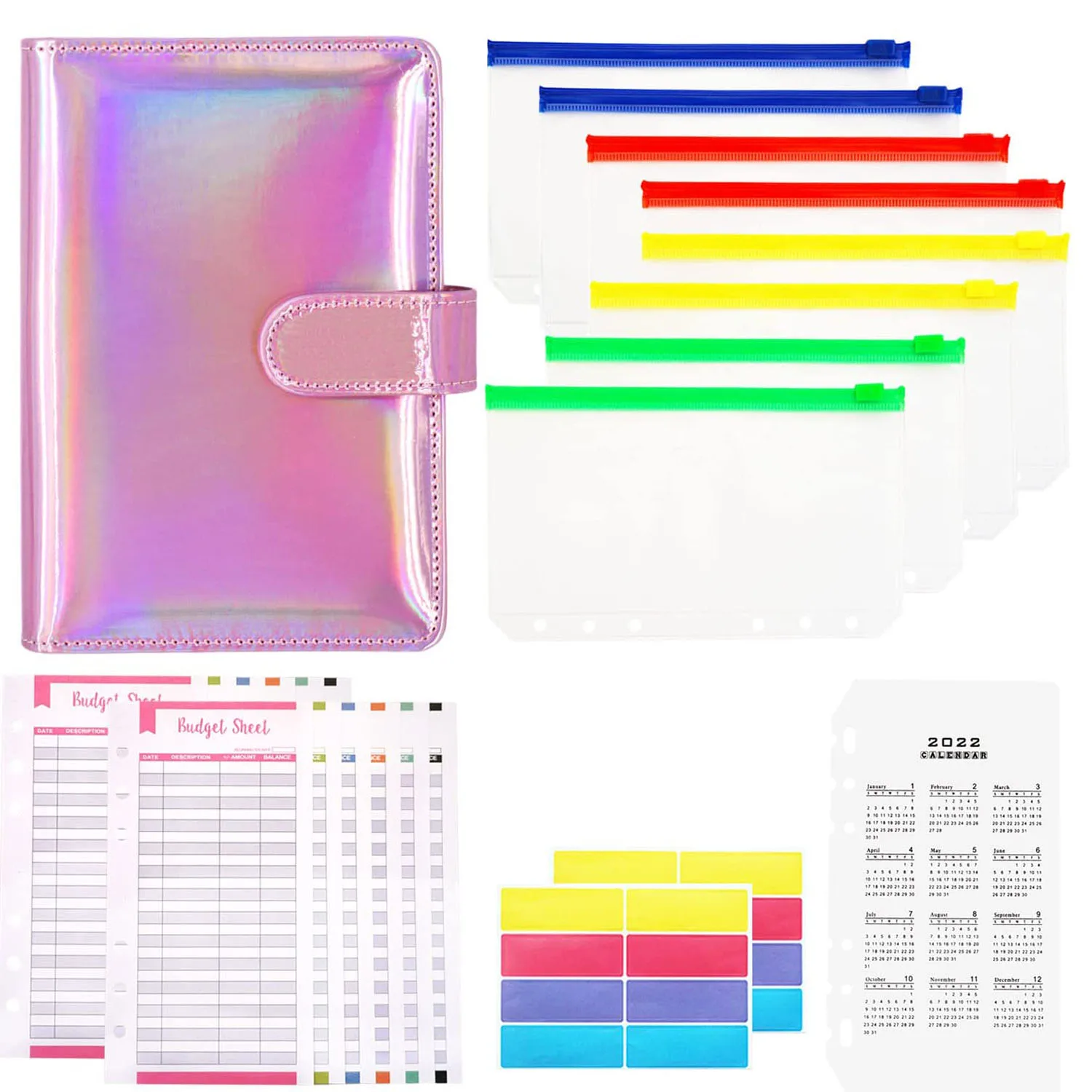 A6 PU Leather Binder Budget Planner Organizer with Colorful Cash Envelope , Expense Budget Sheets for Budgeting and Money Saving
A6 PU Leather Binder Budget Planner Organizer with Colorful Cash Envelope , Expense Budget Sheets for Budgeting and Money Saving
