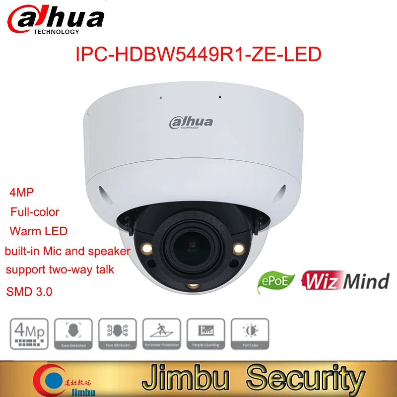 Dahue 4MP Full-color Vari-focal Warm LED Dome WizMind Network Camera IPC-HDBW5449R1-ZE-LED built-in Mic and Speaker Video Camera
Dahue 4MP Full-color Vari-focal Warm LED Dome WizMind Network Camera IPC-HDBW5449R1-ZE-LED built-in Mic and Speaker Video Camera