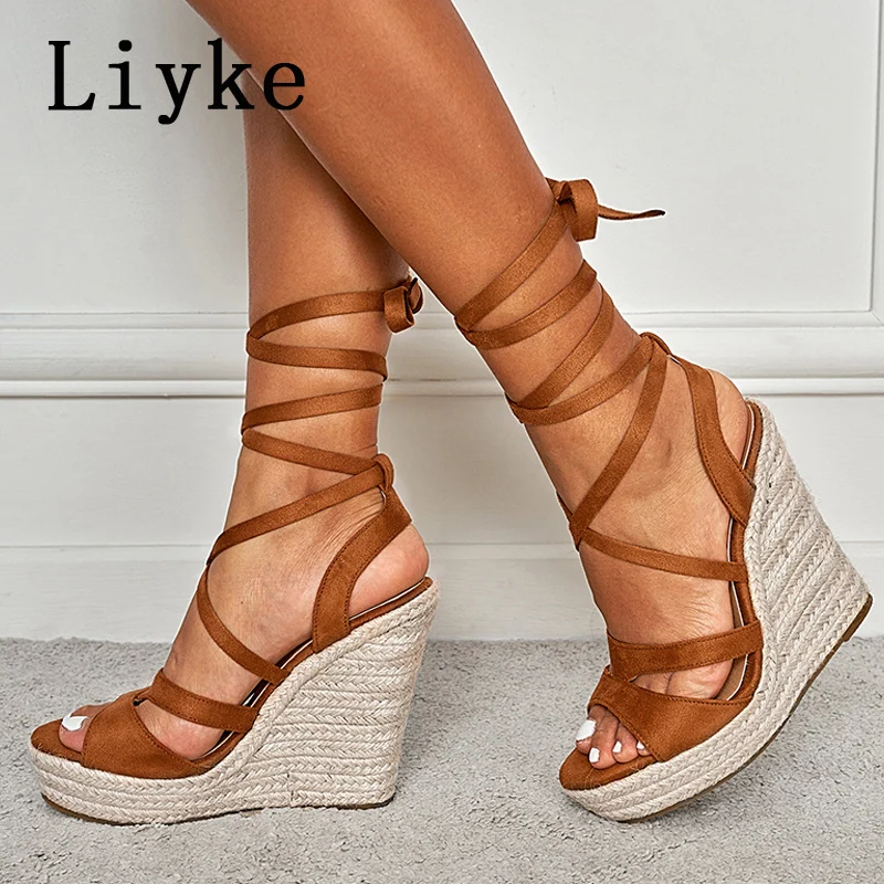 Liyke 2022 New Open Toe Platform High Heels Sandals Ladies Fashion Ankle Cross Lace-Up Gladiator Wedges Shoes For Women Pumps
Liyke 2022 New Open Toe Platform High Heels Sandals Ladies Fashion Ankle Cross Lace-Up Gladiator Wedges Shoes For Women Pumps