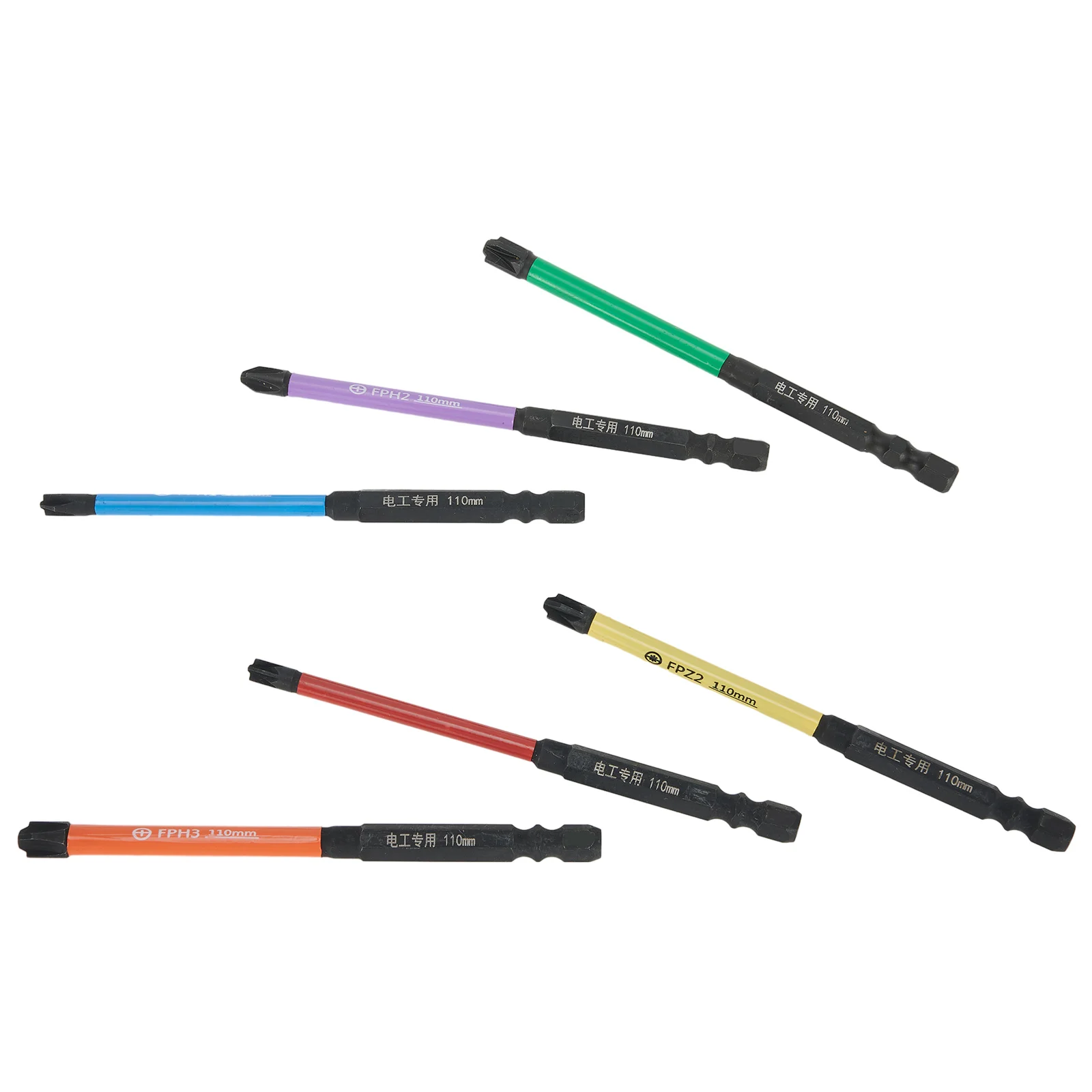 Electrician Screwdriver Bits 110mm / 4.33’’ Length 6 Pcs/set Alloy Steel FPH1/FPH2/FPH3/FPZ1/FPZ2/FPZ3 Various Colours
Electrician Screwdriver Bits 110mm / 4.33’’ Length 6 Pcs/set Alloy Steel FPH1/FPH2/FPH3/FPZ1/FPZ2/FPZ3 Various Colours
