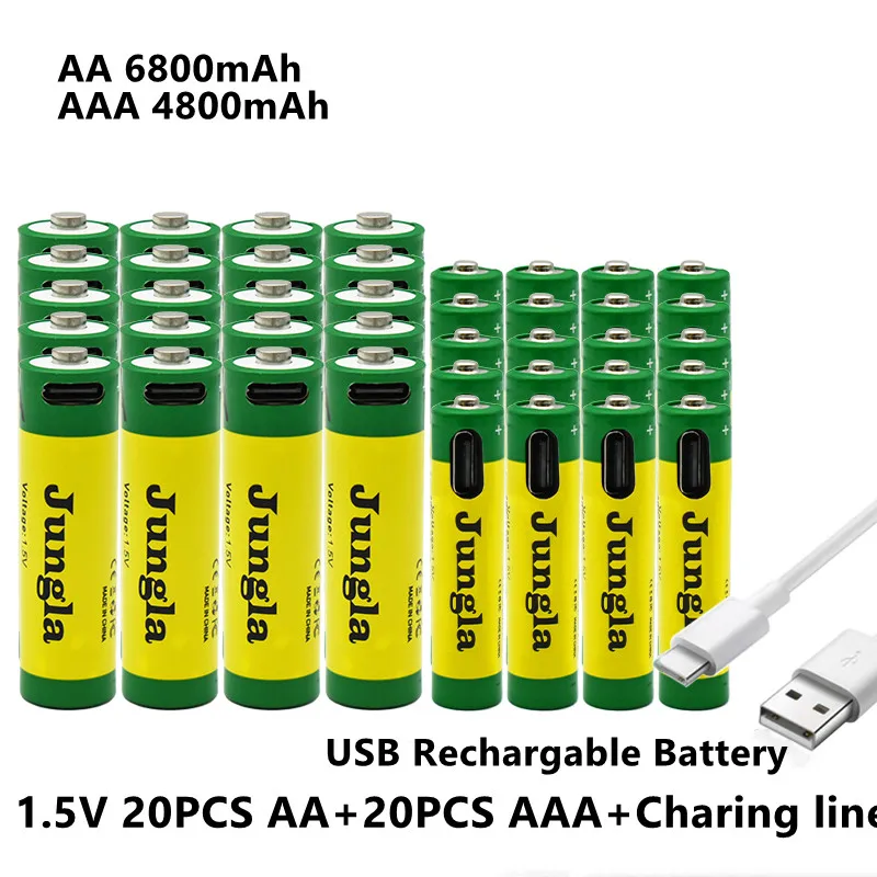 2022 AA + AAA large capacity 6.8/4.8Ah rechargeable lithium ion battery 1.5V USB fast charging lithium ion battery+Charging line 
2022 AA + AAA large capacity 6.8/4.8Ah rechargeable lithium ion battery 1.5V USB fast charging lithium ion battery+Charging line