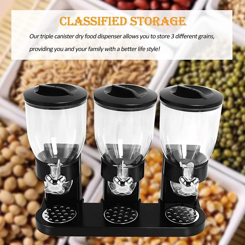 Cereal Dispenser Triple Dry Food Dispenser Container Storage Machine Plastic Oatmeal Nuts Container Box Holds Food
Cereal Dispenser Triple Dry Food Dispenser Container Storage Machine Plastic Oatmeal Nuts Container Box Holds Food