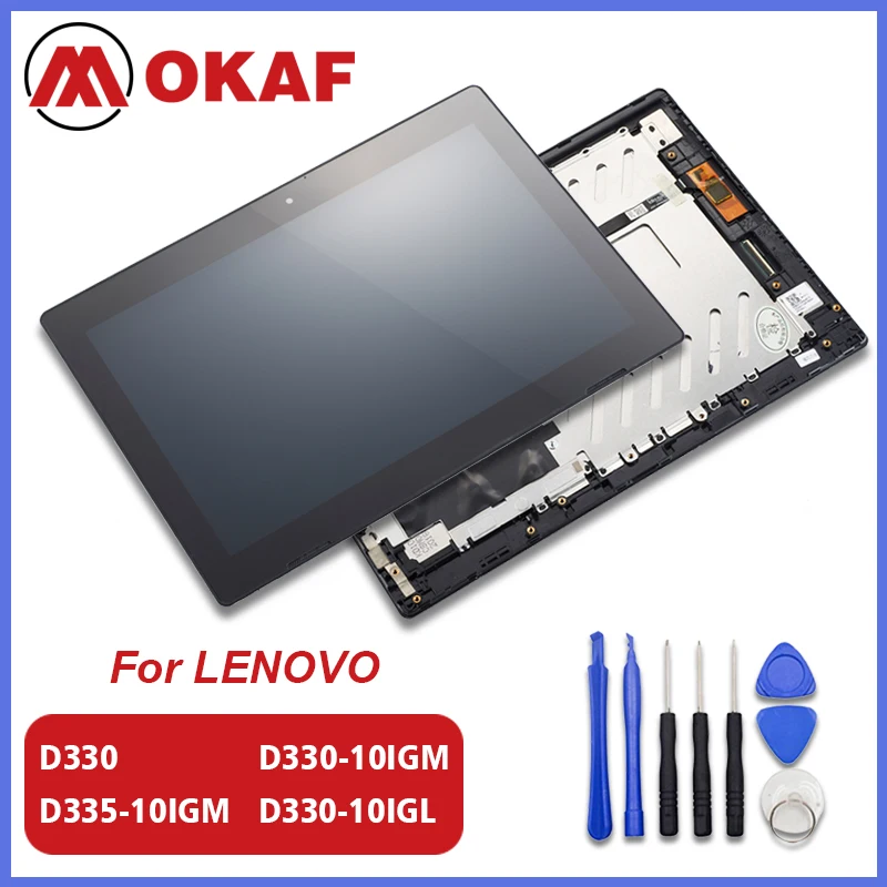 

OKANFU LCD Display Touch Screen For Lenovo IdeaPad D330 N5000 N4000 D330-10IGM 81H3009BSA Glass Assembly with frame HD or FHD